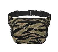 Tiger Stripe Camo Square Double Layer Waist Bag Belt - Unisex Everywhere Fanny Pack Purse for Running, Travel, Hiking, Fitness, Black, One Size