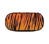 Tiger Stripe Cute Aesthetic Big Capacity Zipper Pencil Cases Pen,Portable Office Desk Organizer for Adults