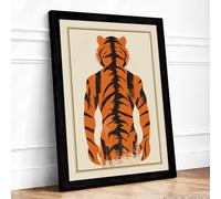 Tiger Stripe Figure Eclectic Framed Wall Art Print A3 Black
