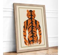 Tiger Stripe Figure Eclectic Framed Wall Art Print A3 Oak