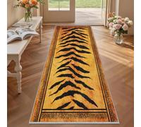 Tiger Stripe Hallway Rug 80x300, Orange Black Runner Rug Non-Slip Washable Low Pile Carpet, Exotic Rugs for Kitchen Laundry Room Bedroom W291ec