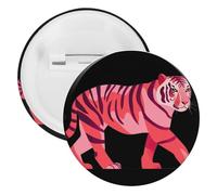 Tiger Stripe Pattern Round Lapel Pin Badges Backpack Pins Brooch for Hats Clothing Decorations 5PCS