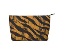 Tiger Stripe Print Cosmetic Bags, Small Makeup Bag for Purse Corduroy Multifunctional Travel Makeup Bag with Metal Zipper for Women Girls
