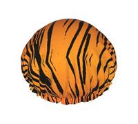 Tiger Stripe Print Double Layers Shower Cap Bathing Shower Caps Ladies Men Shower Caps Salon Home Use