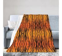 Tiger Stripe Print Flannel Fleece Luxury Throw Blanket - Lightweight For Couch Bed Chair - Thick, Warm And Breathable - All Season Cozy Fuzzy, Anti-Static Microplush Bedding (50 In X 60 In)
