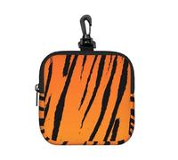 Tiger Stripe Print, Square Zipper Storage Bag, Neoprene Coin Purse, Small Wallets, Change Pouch, Change Purse