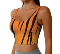 Tiger Stripe Print Workout Tank Tops for Women Racerback Sport Running Yoga Basic Sleeveless Shirts Black