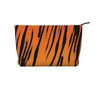 Tiger Stripe Printed Make up Bag for Women Corduroy Makeup Bags Zipper Travel Cosmetic Bags Pouch Organizer