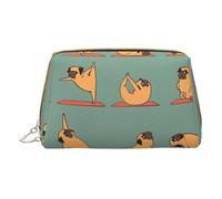 Tiger Stripe Stylish Leather Makeup Bag - Spacious Cosmetic Case For Your Daily Essentials, Yoga Pug, One Size