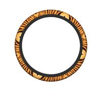 Tiger Striped Pattern Auto Steering Wheel Covers Accessories 15 Inch Breathable, Anti-Slip Car Decor, Fit for Most Cars