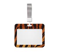 Tiger Striped Pattern ID Badge Holder with Lanyard Horizontal Hard Plastic ID Card Case with Clear Window, Waterproof Work Badge Sleeve Fashion Card Protector Pouch for Women Men