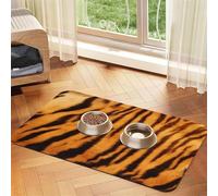 Tiger Striped Pattern Patterned Pet Feeding Mat with Water-Absorbing PU Top & Rubber Base - Anti-Slip Dog Cat Food Mat for Cats, Dogs & Pets, 30x45cm