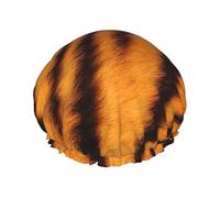 Tiger Striped Pattern Print Lightweight Shower Cap for Women and Men Reusable hat Soft hat and Bath Hair Cap