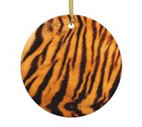 Tiger Striped Pattern Print Personalized Christmas Decorations,Round Ceramic Decorations,Home Decoration Pendants