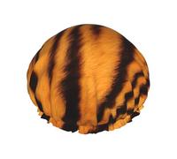 Tiger Striped Pattern Print Shower Essentials Bonnet For Women, Large Washable Elastic Band Bath Hair Wrap Shower Cap