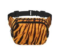 Tiger Striped Pattern Print Unisex Square Double Layer Waist Bag Crossbody Fanny Pack Travel Workout Accessory, Black, One Size
