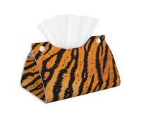 Tiger Striped Pattern Printed Long Tissue Box Cover Leather Modern Tissue Case Tissue Box Holder for Home Office Decor Bathroom Car