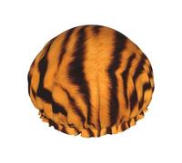 Tiger Striped Pattern Shower Caps Women Reusable Large Shower Cap Men Quickdry Care Hair Long Short Kids Bath