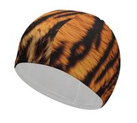 Tiger Striped Pattern Swim Cap for Women Men Waterproof Bathing Caps Keep Hair Dry Elasticity Adult Swimming Caps Comfortable Long Hair Swim Hat Non-Slip Fabric Swimming Cap