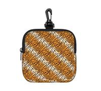 Tiger Striped, Square Zipper Storage Bag, Neoprene Coin Purse, Small Wallets, Change Pouch, Change Purse