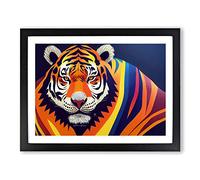 Tiger Stripes Abstract Framed Print | A4 Black Framed Wall Art | Ready to Hang | Abstract Animal Picture | Living Room Bedroom Lounge Office