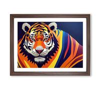 Tiger Stripes Abstract H1022 Framed Print for Living Room Bedroom Home Office Décor, Wall Art Picture Ready to Hang, Walnut A2 Frame (64 x 46 cm)