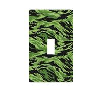 Tiger Stripes in Green Black Camouflage Light Switch Cover Decorative Single Toggle 1 Gang Wall Plate for Kitchen Farmhouse Bedroom Bathroom Art Decor
