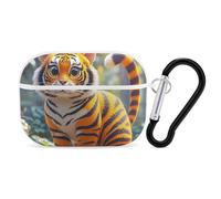 Tiger Stripes Orange AirPod Pro Case, Anti Scratch Hard PC Cover with Keychain, AirPod Pro 2nd/1st Case Accessories for Women Men, White-Style
