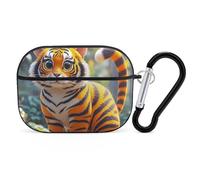 Tiger Stripes Orange AirPod Pro Case, Anti Scratch Hard PC Cover with Keychain, AirPod Pro 2nd/1st Case Accessories for Women Men, Black-Style