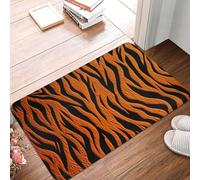 Tiger Stripes Orange Door Mat Indoor Outdoor Welcome Mat Resist Dirt Entryway Mat Low Profile Floor Mat Front Doormat Non-Slip Bath Mats Absorbent Flannel Area Rug 24 x 16 in