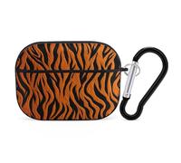 Tiger Stripes Orange Earbuds Organizer Shockproof Protective Airpods Pro Cover with Carabiner Clip Anti Fall Carrying Earphone Case Cover for Airpods Pro 2nd Generation Black