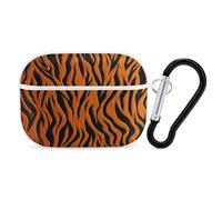 Tiger Stripes Orange Earbuds Organizer Shockproof Protective Airpods Pro Cover with Carabiner Clip Anti Fall Carrying Earphone Case Cover for Airpods Pro 2nd Generation White