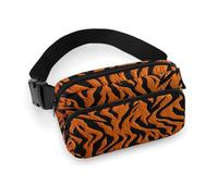 Tiger Stripes Orange Fanny Pack Belt Bag with Adjustable Strap Fashion Waist Bag for Outdoor Sports Hiking, white, 20x13cm, Full Printed Waist Bag