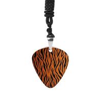Tiger Stripes Orange Guitar Pick Necklace Exquisite Titanium Steel Personalized Necklaces Cool Pendant Necklaces Fashion Guitar Pick Holder Necklace Unique Gifts for Adult