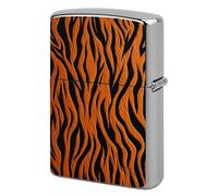Tiger Stripes Orange Lighter Case Metal Protective Cover with Double-Sided Art Design, Cool Lighters Pouch Shockproof Lighter Cover for Men Women Gifts, Lighters Not Included