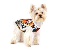 Tiger Stripes Orange Pattern Dogs T-Shirt Printed Soft Breathable Dog Shirts For Small Pet Cotton Sleeveless Vest