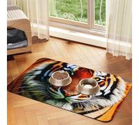Tiger Stripes Orange Pattern Durable Pet Absorbent Tablecloth Non-Slip Dining Pad For Dog Cat Food Water Bowls Feeder Mat