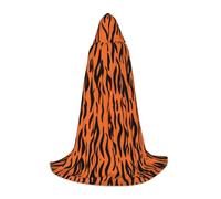 Tiger Stripes Orange Pattern Hooded Cape For Teenagers, Unisex Cloak Robe Hooded Halloween Costume Satin Witches Vampire Cloak Fancy Dress Up Children