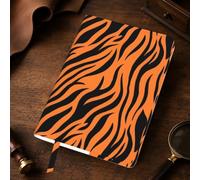 Tiger Stripes Orange Pattern Print A5 Leather Journal Cover,Refillable Genuine Leather Journal Notebook Cover