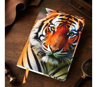 Tiger Stripes Orange Pattern Print A5 Leather Journal Cover,Refillable Genuine Leather Journal Notebook Cover