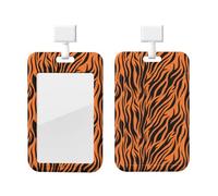 Tiger Stripes Orange Pattern Print Card ID Badge Holder with Breakaway Lanyard,for Doctor Teacher Nurse Staff Office