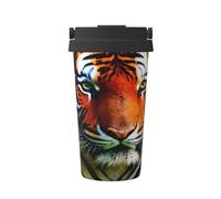 Tiger Stripes Orange Pattern Print Carry Insulated Coffee Mug Stainless Steel Travel Cup Flask For Hot Cold Water