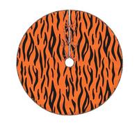 Tiger Stripes Orange Pattern Print Christmas Tree Skirt,New Year Winter Christmas Tree Decoration,Suitable For Family Parties