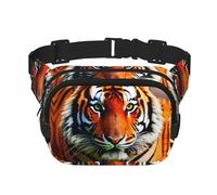 Tiger Stripes Orange Pattern Print Fashion Waist Packs Square Layer Waist Bag Black Belt Bag with Adjustable Strap, Black, One Size