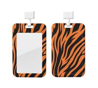Tiger Stripes Orange Pattern Print ID Card Badge Holder with Breakaway Lanyard,for Teacher Nurse Doctor Staff Office