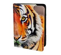 Tiger Stripes Orange Pattern Print Passport Holder for Travel,Wallet Case RFID Blocking Leather Card Slot Protector