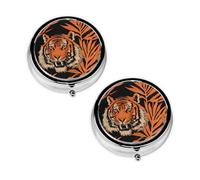 Tiger Stripes Orange Pattern Print Pill Box 3 Compartment Medicine Pill Case,Portable for Pocket Or Purse Pill Organizer Decorative Metal Medicine Vitamin Organizer Unique Gift