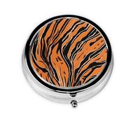 Tiger Stripes Orange Pattern Print Pill Box for Pocket Round Pill Box 3 Compartment Decorative Portable Travel Pill Holder Tablet Vitamin Organizer Mini Pill Case(2pcs)