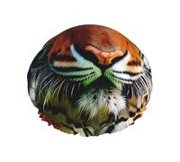 Tiger Stripes Orange Pattern Print Shower Cap with Elastic and Reusable for Long and Short Hair, Double Layer Hair Hat