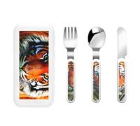 Tiger Stripes Orange Pattern Print Stainless Knife Fork Spoon 3-Piece Set,Flatware Cutlery Set with Storage Case